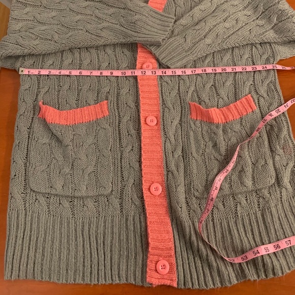 LLR Lucille Cardigan, Oversized, Gray and Pink - Picture 12 of 15